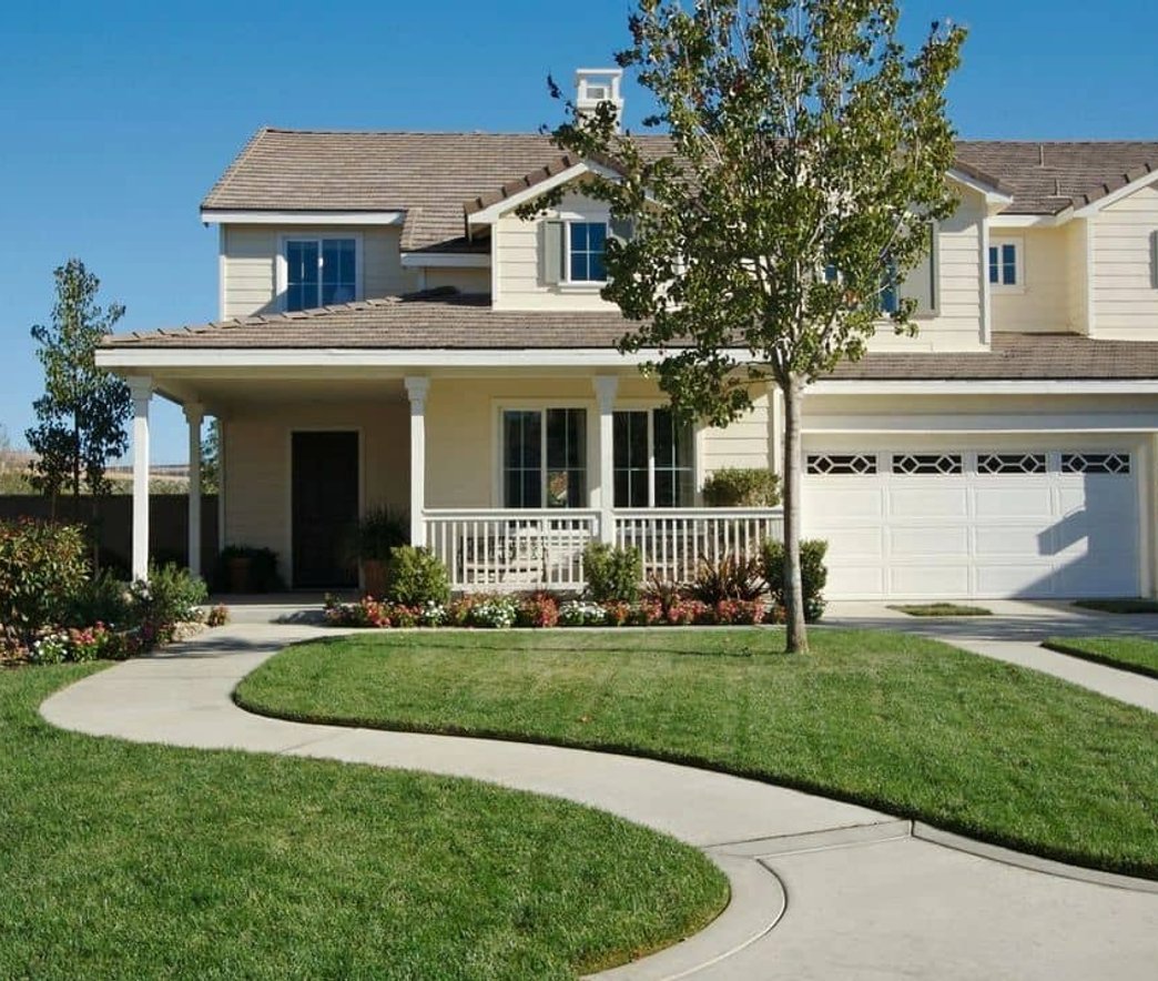 Beautiful home with concrete sidewalk